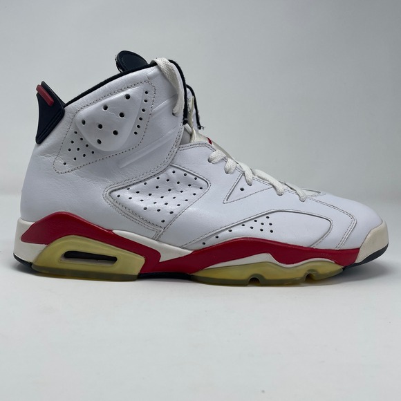 Nike Air Jordan 6 Retro Bulls Sneakers Mens 11 White Red Iconic 384664-102 READ‎